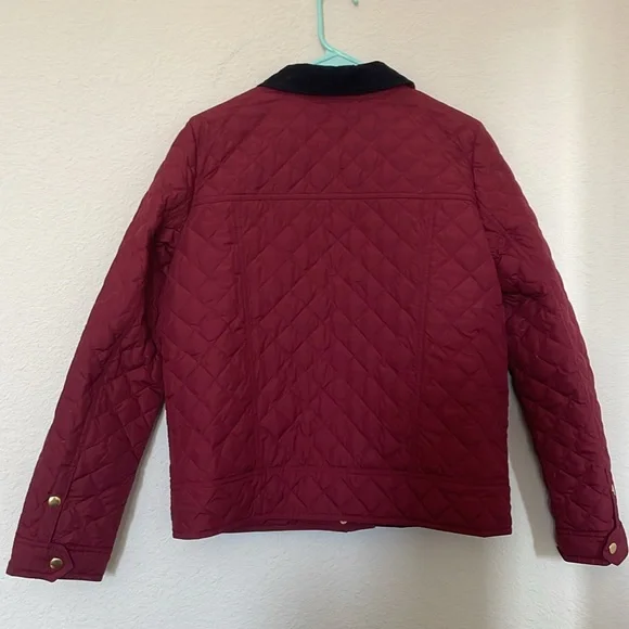 J Crew quilted barn jacket down corduroy collar size M red - Picture 3 of 6